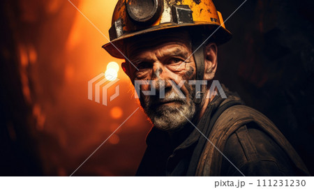 Miner labors in mine, extracting valuable minerals underground. 111231230