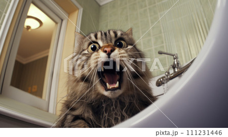 Hysterical cat's bathtub revelation. 111231446
