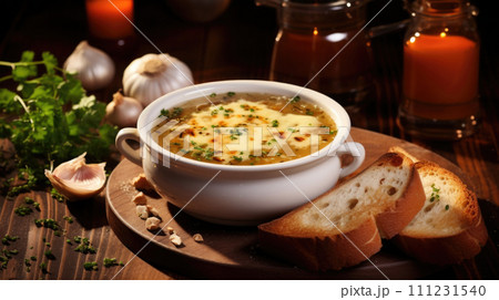 French onion soup rich broth, caramelized onions, with cheesy crust, a flavorful delight French onion soup rich broth, caramelized onions, with cheesy crust, a flavorful delight 111231540