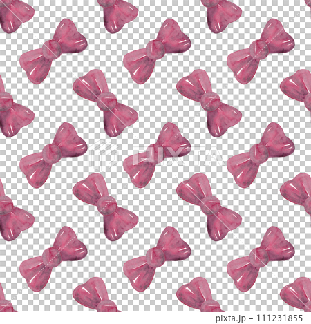Bows the color of ruby mist. Isolated watercolor illustration. Seamless pattern for your design. Ideal for bed linen, wallpaper, tablecloths, clothing 111231855