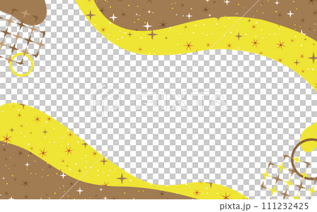 黄色と茶色と灰色を組み合わせたキラキラのフレーム背景 111232425