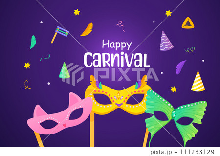 Happy carnival poster for party, banner, Jewish holiday. Religious holidays and events 111233129