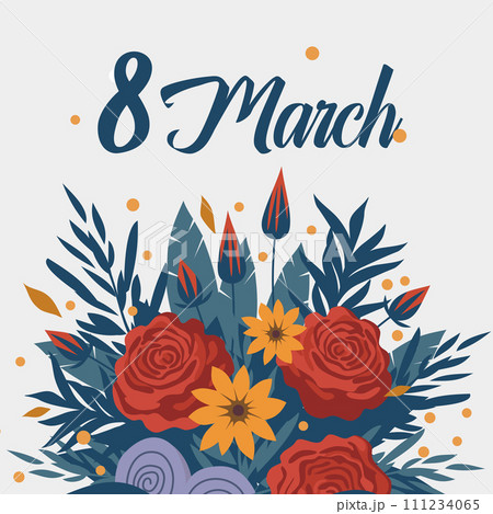 March 8. Banner for the International Women's Day. Bouquet of beautiful spring flowers for mothers day. Vector March 8. Banner for the International Women's Day. Bouquet of beautiful spring flowers for mothers day. Vector 111234065