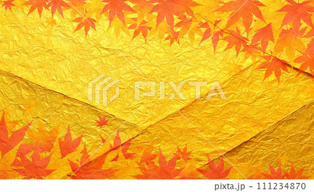 金色の和紙と紅葉 111234870