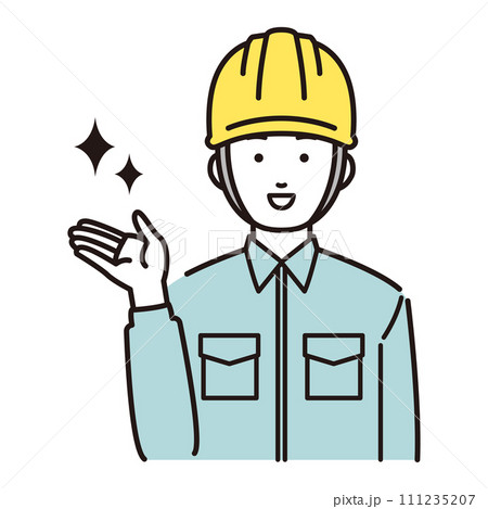 左側を案内する作業員イラスト 左側を案内する作業員イラスト 111235207