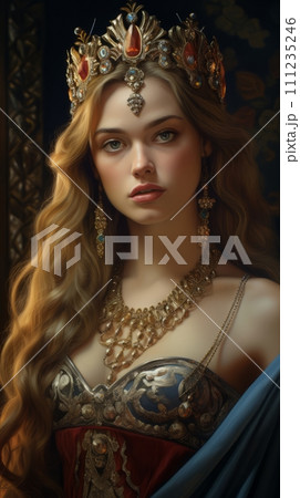 A beautiful girl wearing the crown of a winning beauty queen 111235246