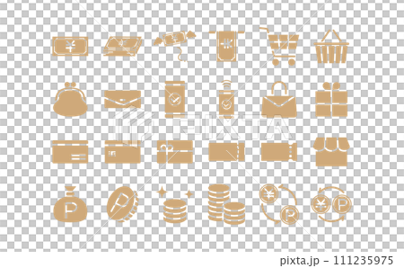 購物棕色剪影圖示集 購物棕色剪影圖示集 111235975