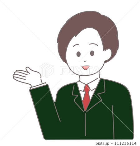 スーツの男性が手のひらを上に向けているイラスト 111236114