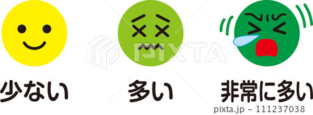 花粉指数マーク_多い_少ない_非常に多い_グリーン系配色セット 111237038