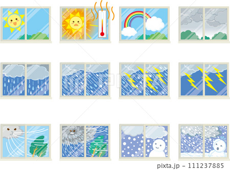 ベクターイラスト、ベクター、イラスト、窓、窓のイラスト、窓の外、景色、風景、外、窓の外、窓の外の景色 111237885