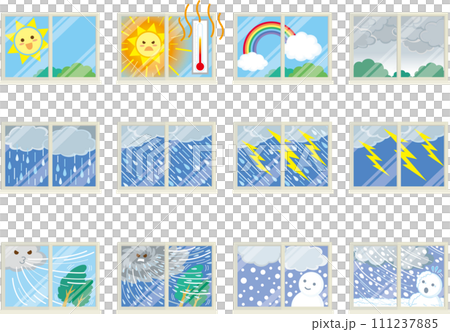 ベクターイラスト、ベクター、イラスト、窓、窓のイラスト、窓の外、景色、風景、外、窓の外、窓の外の景色 111237885