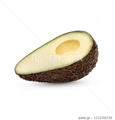 Half ripe avocado isolated on white background Half ripe avocado isolated on white background 111238230