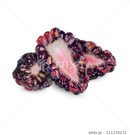 Fresh Blackberry half isolated on white background Fresh Blackberry half isolated on white background 111238231