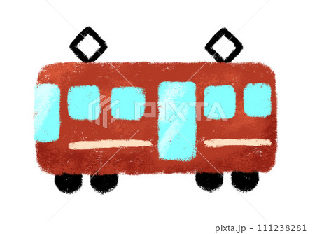 レトロな色の電車　クレヨンタッチ 111238281