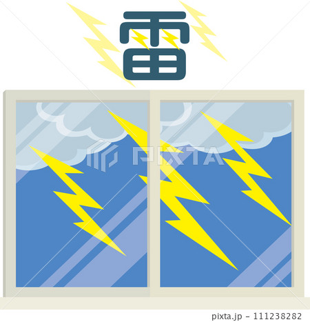 窓のイラスト_天候_雷_文字入り 111238282
