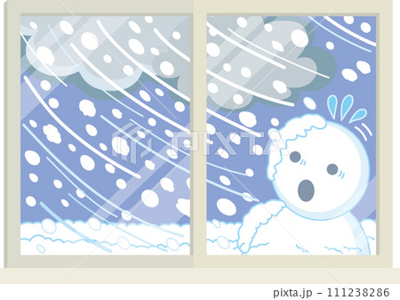 窓のイラスト_天候_大雪 111238286