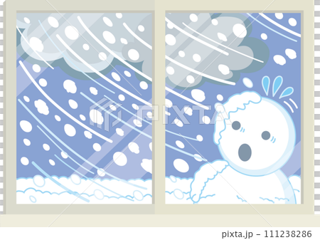 窓のイラスト_天候_大雪 111238286