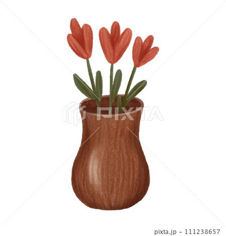 Flower in vase with, leaves, floral bouquets, compositions. For sticker, print, postcard 111238657