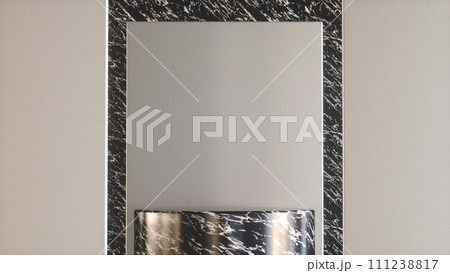 Shiny printed cylinder podium stand in studio 3d render 111238817