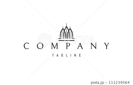 A vector logo with an abstract image of arched windows in an ancient style. 111239564