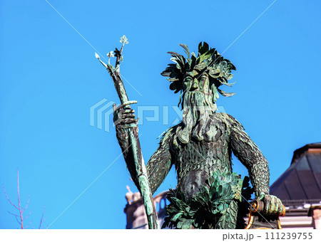 Wilder Mann Wild Man statue near the Grosses Festspielhaus in Salzburg, Austria Europe. 111239755