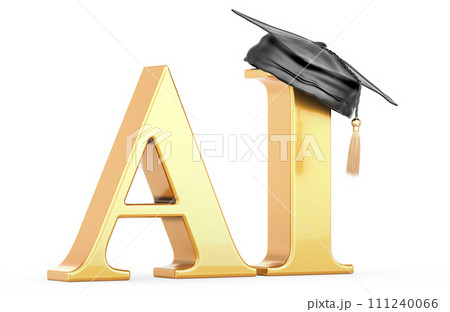 Education Artificial intelligence concept. AI with education hat, 3D rendering Education Artificial intelligence concept. AI with education hat, 3D rendering 111240066