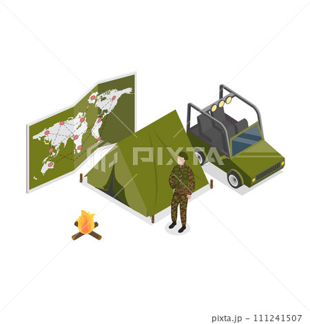 3D Isometric Flat Vector Illustration of Millitary Force. Item 3 111241507