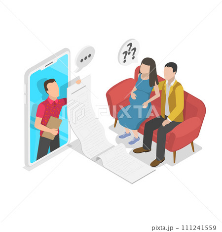 3D Isometric Flat Vector Illustration of Online Psychologist. Item 2 3D Isometric Flat Vector Illustration of Online Psychologist. Item 2 111241559