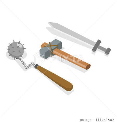 3D Isometric Flat Vector Set of Vikings Simbols. Item 4 111241587