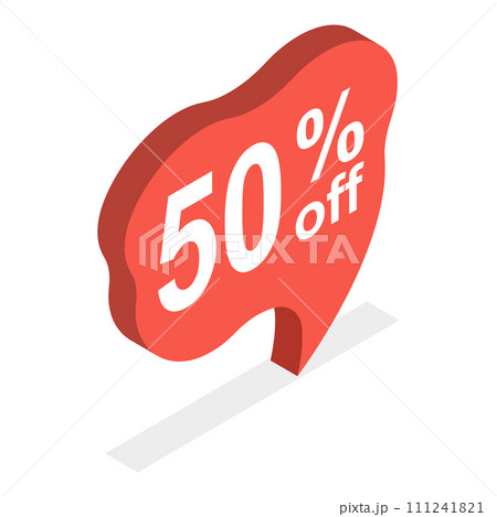 3D Isometric Flat Vector Set of Discount Speach Bubble Tags. Item 3 111241821