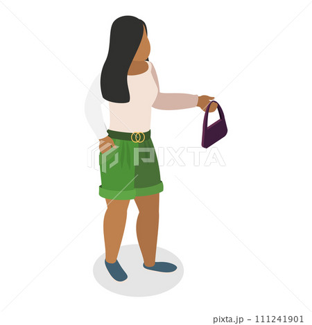 3D Isometric Flat Vector Set of Plus Size Style Girls. Item 3 111241901