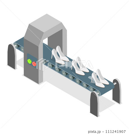 3D Isometric Flat Vector Illustration of Leather Shoes Production. Item 3 111241907