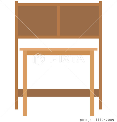 収納付きのシンプルな机のイラスト素材　ベクター 111242009