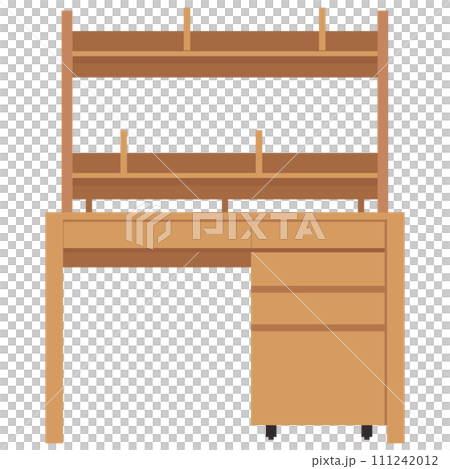 収納付きのシンプルな机のイラスト素材　ベクター 111242012