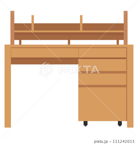 収納付きのシンプルな机のイラスト素材　ベクター 111242013