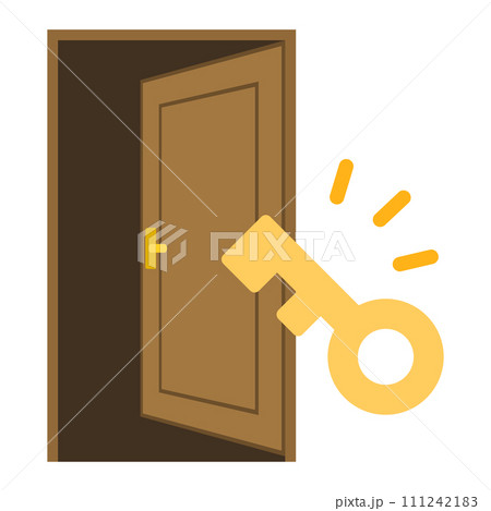 ドアを鍵で開けるイラスト 111242183
