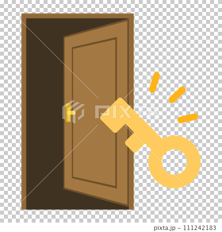 ドアを鍵で開けるイラスト 111242183