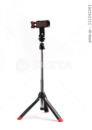 Telescopic phone tripod isolated on white background Telescopic phone tripod isolated on white background 111242261