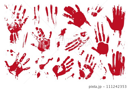 Blood handprints. Stains of bloods, bloody...のイラスト素材 [111242353] - PIXTA