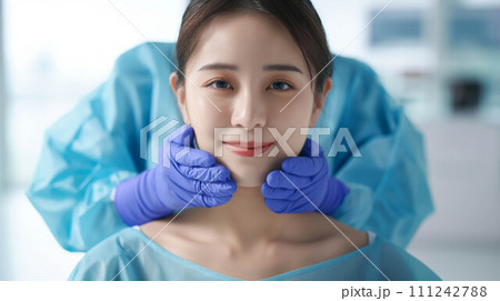 Asian woman preparing for plastic surgery. 111242788
