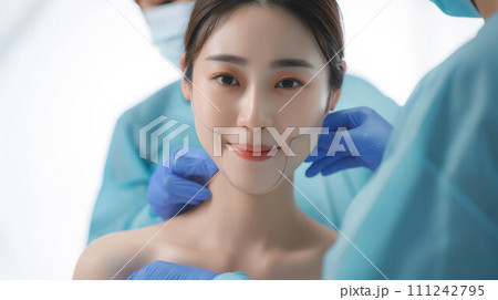 Asian woman preparing for plastic surgery. 111242795