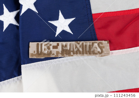 U.S. MARINES Branch Tape on national USA flag U.S. MARINES Branch Tape on national USA flag 111243456