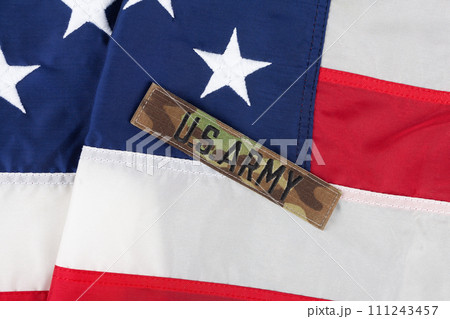 US ARMY Branch Tape on national USA flag US ARMY Branch Tape on national USA flag 111243457