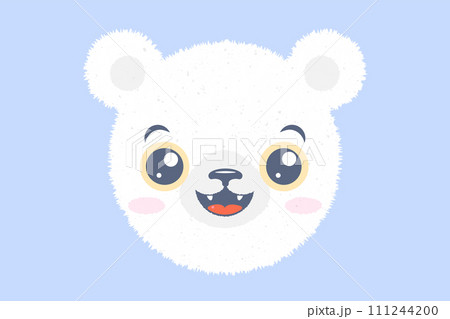 Vector illustration of head of a polar bear for children. Vector icon of kawaii white bear for kids party. Baby bear emoji. Vector illustration of head of a polar bear for children. Vector icon of kawaii white bear for kids party. Baby bear emoji. 111244200