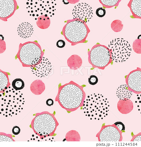 Seamless abstract pattern with dragon fruit slices Seamless abstract pattern with dragon fruit slices 111244584