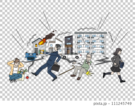 大地震後人們驚慌失措的插圖 111245749
