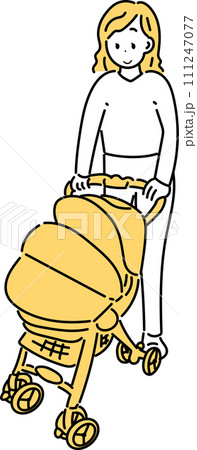 ベビーカーを押す女性 111247077