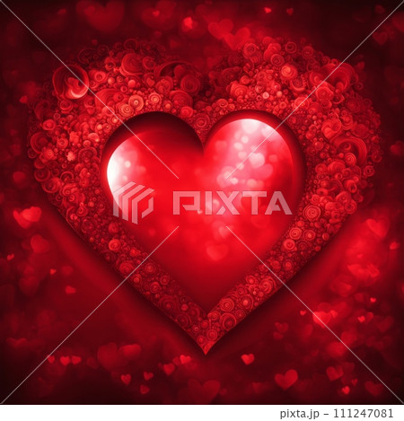 Red Heart shape with bokeh background 111247081