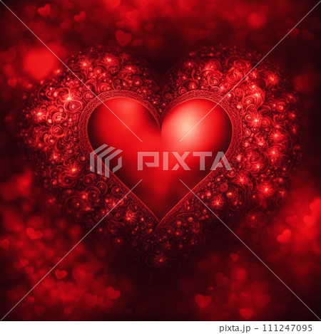 Red Heart shape with bokeh background 111247095