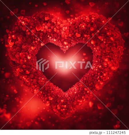 Red Heart shape with bokeh background 111247245